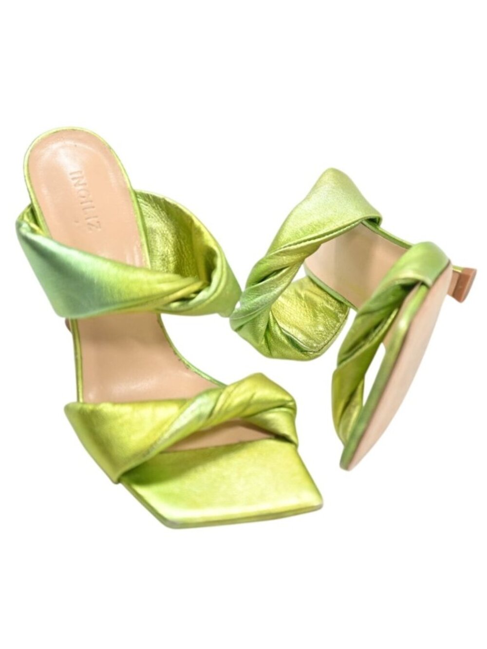 Ingiliz Betty 30 Sandals in Metallic Green Leather 
